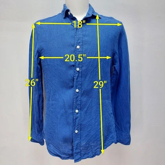 Charles Tyrwhitt Linen Shirt Men's Small Blue Slim Fit Long Sleeve Button Down - Picture 8 of 8